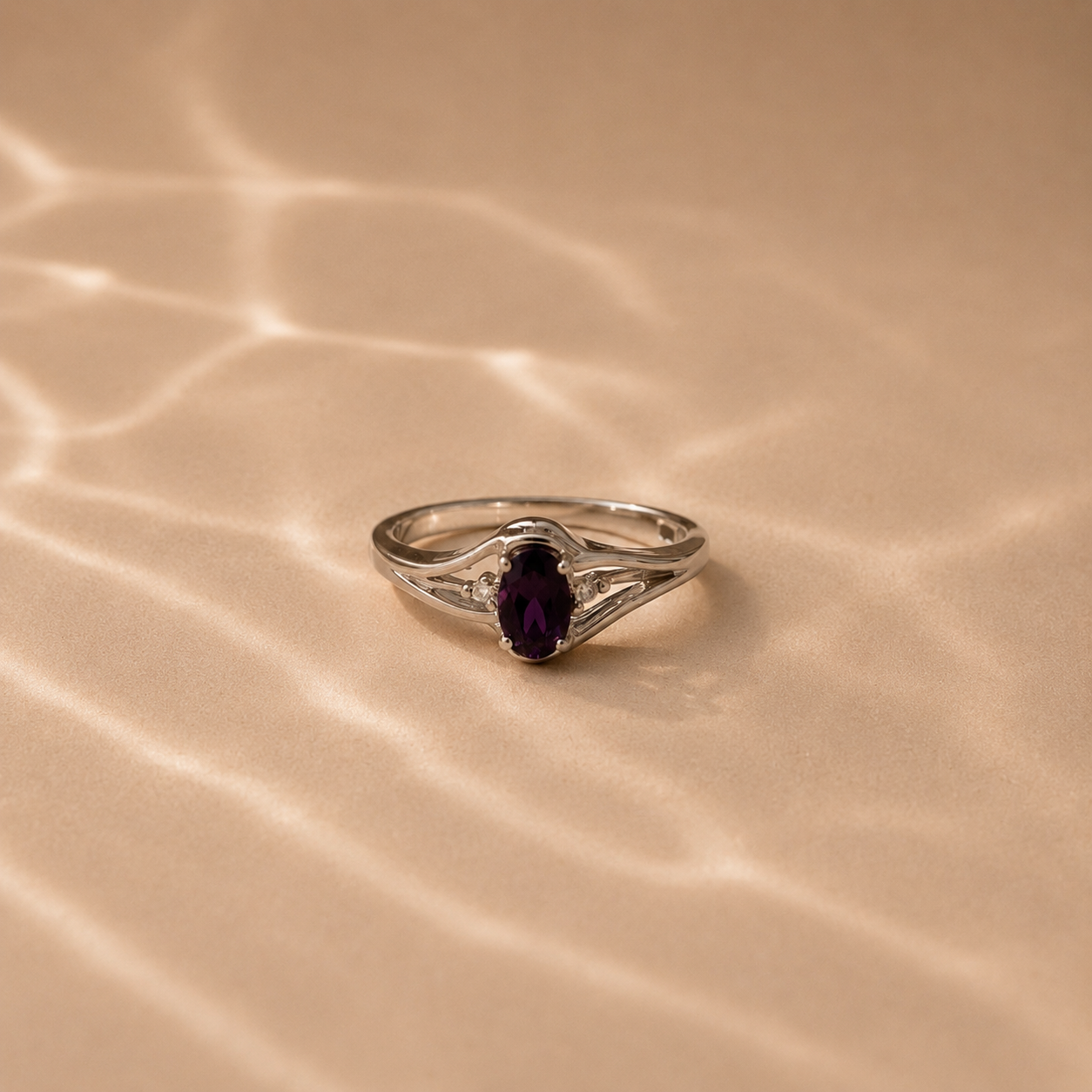 Elegant Amethyst Twist Ring