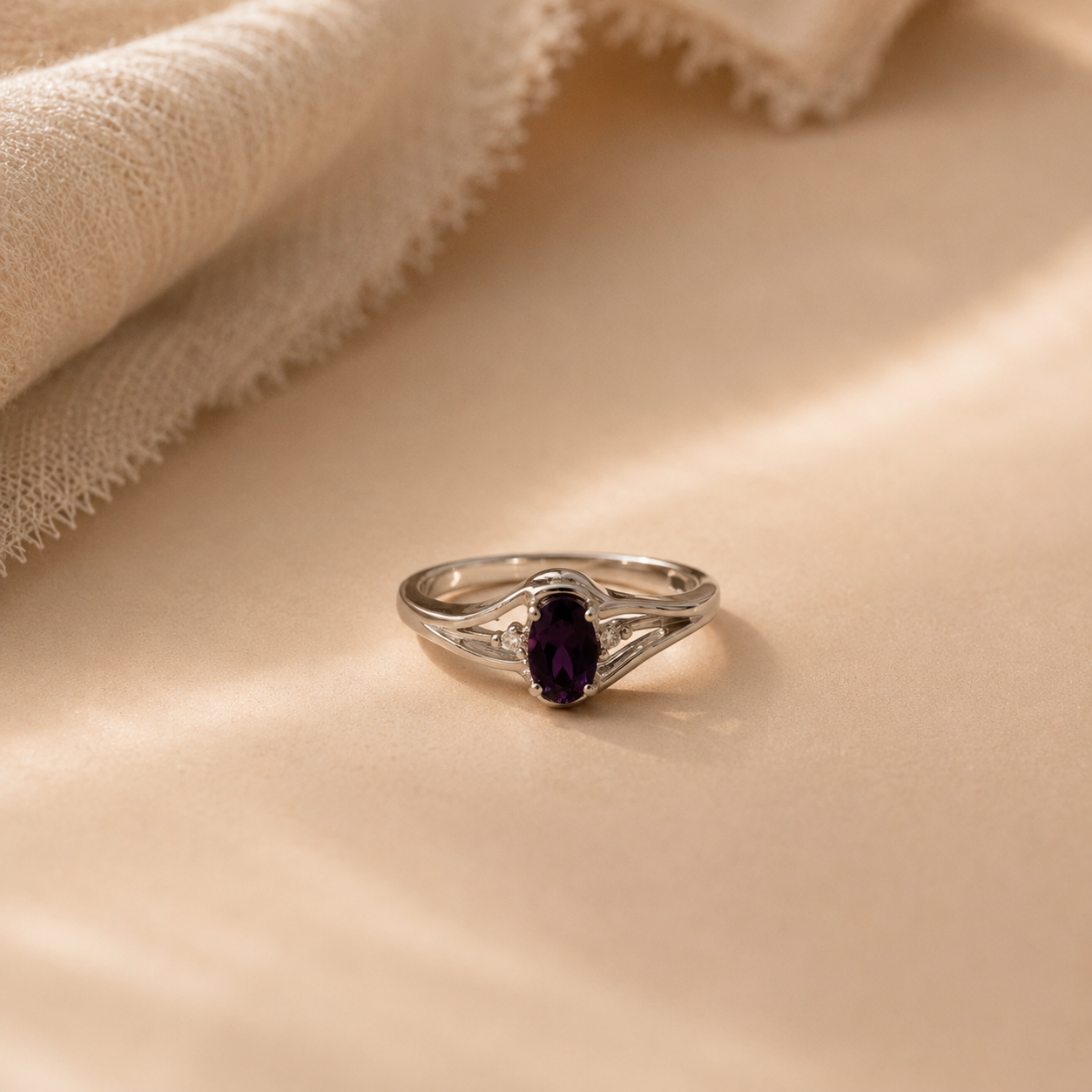 Elegant Amethyst Twist Ring