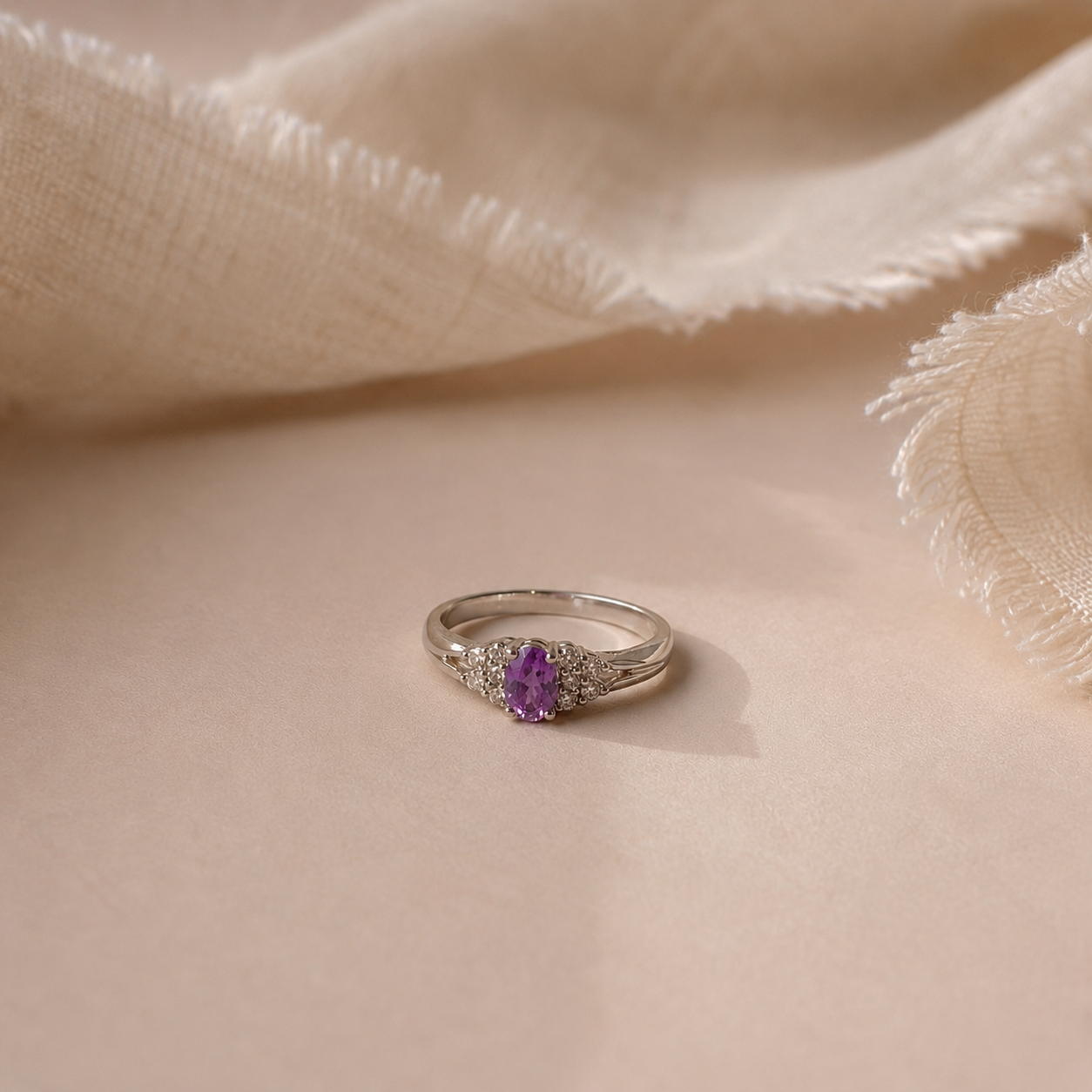 Amethyst Halo Accent Ring