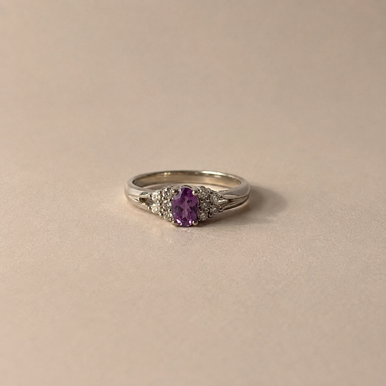 Amethyst Halo Accent Ring