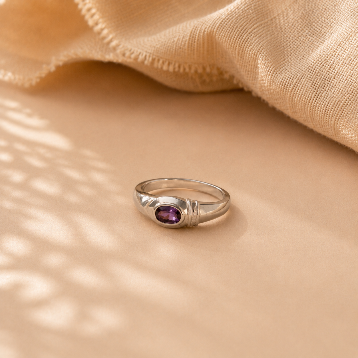 Amethyst Bezel Solitaire Ring