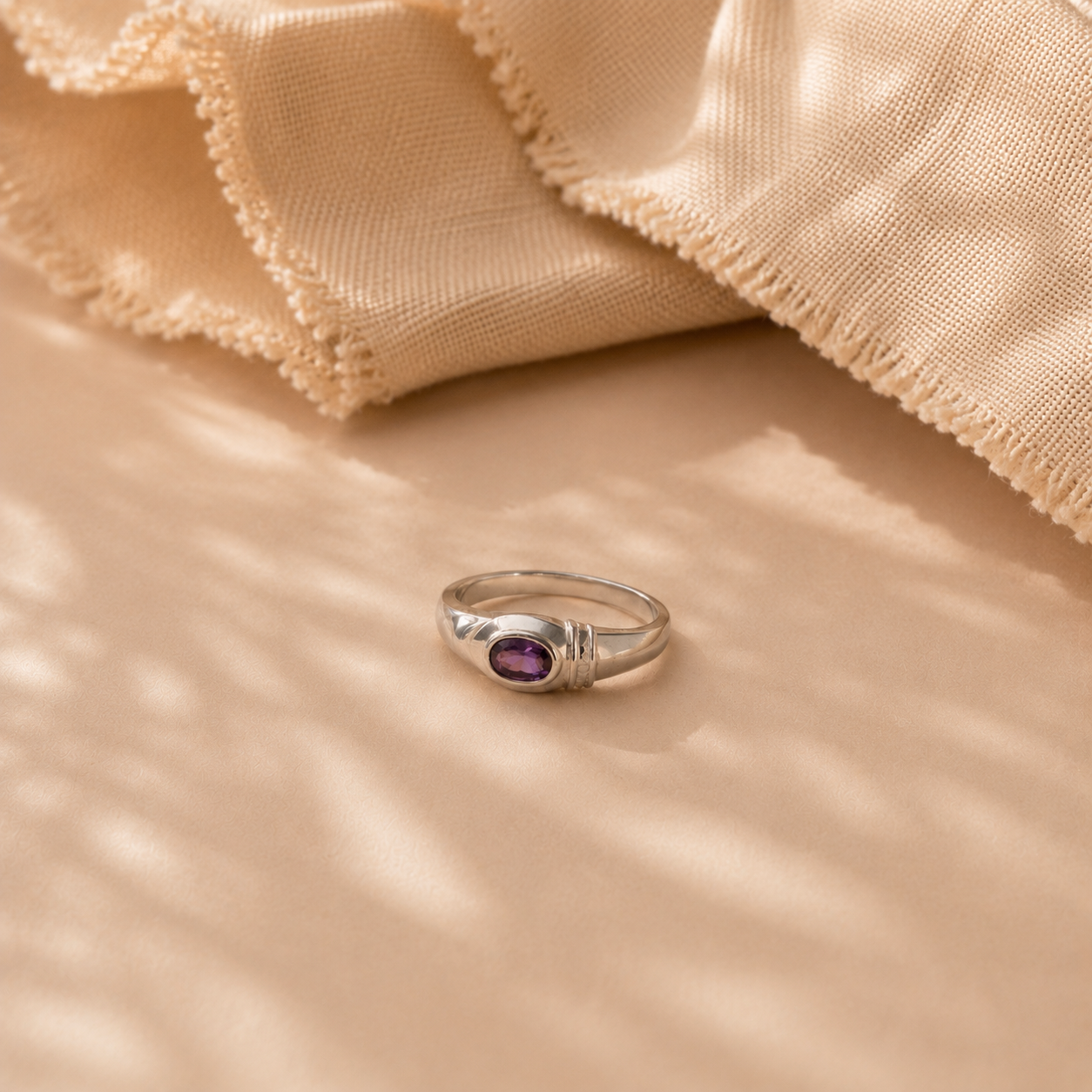 Amethyst Bezel Solitaire Ring