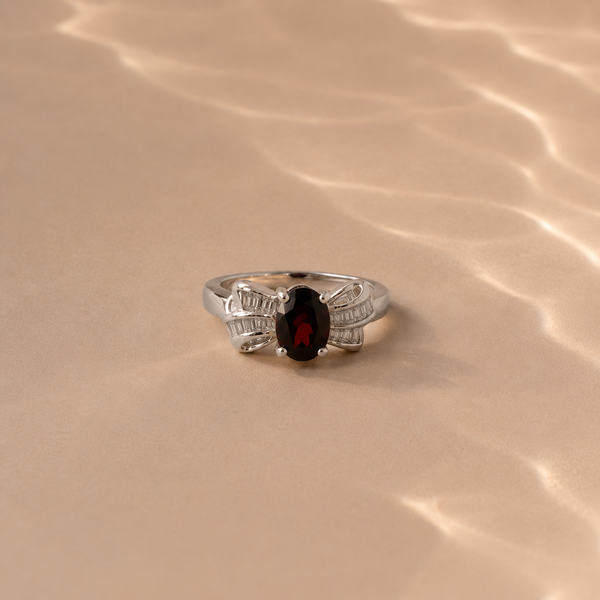 Garnet Ribbon Accent Ring