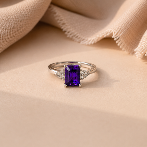 Emerald Cut Amethyst Statement Ring