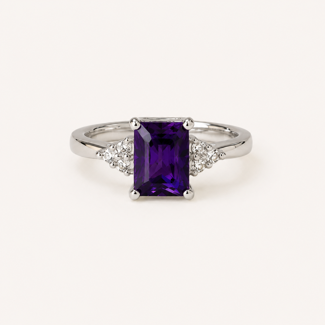 Emerald Cut Amethyst Statement Ring
