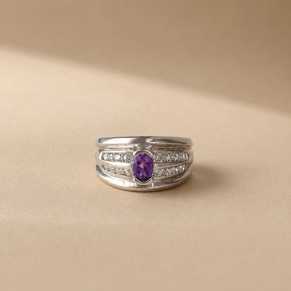 Amethyst Multi-Band Statement Ring