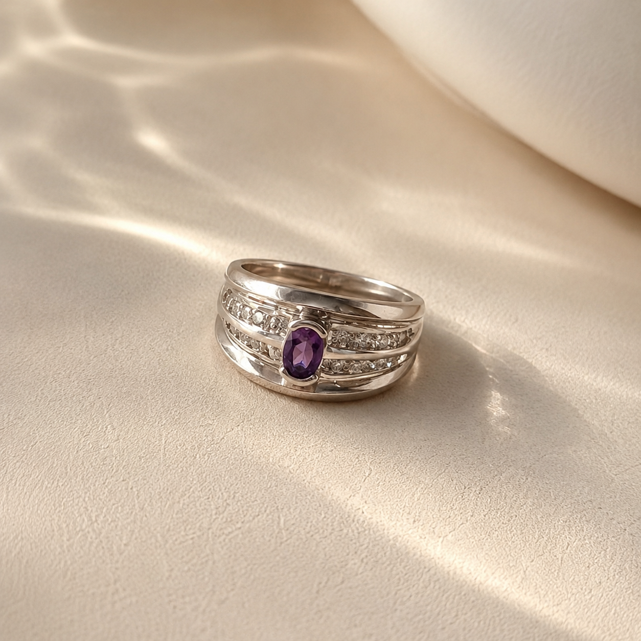 Amethyst Multi-Band Statement Ring