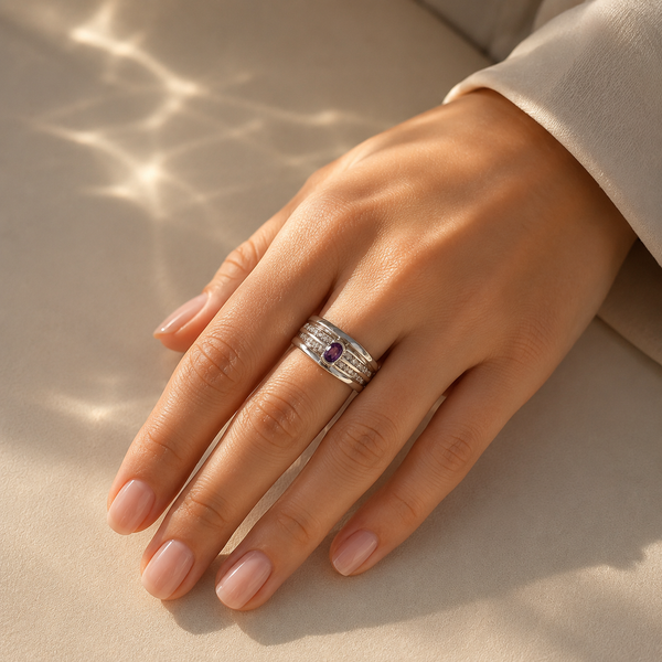 Amethyst Multi-Band Statement Ring