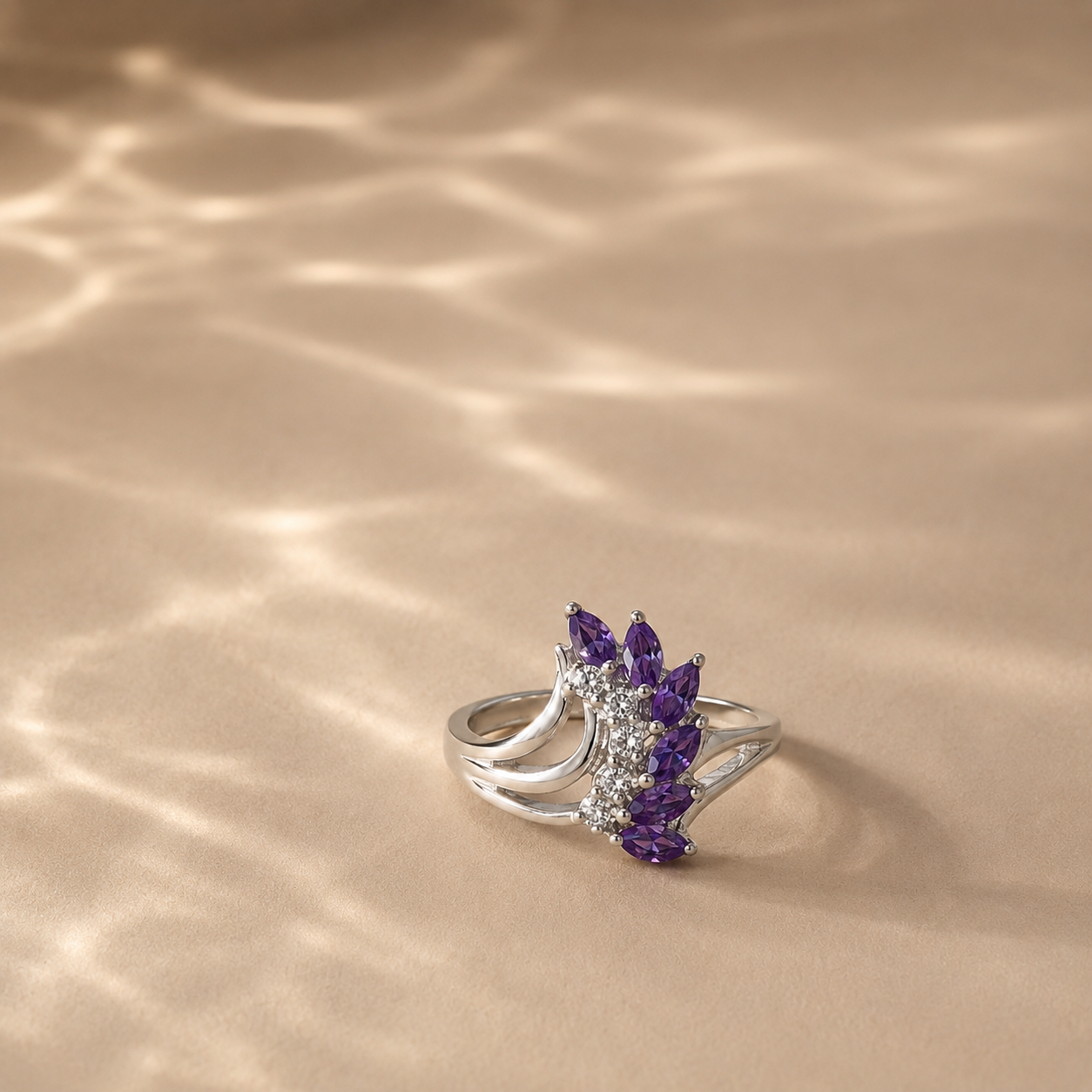Amethyst Marquise Cluster Ring