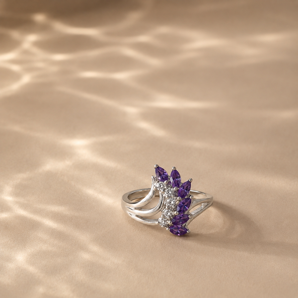 Amethyst Marquise Cluster Ring