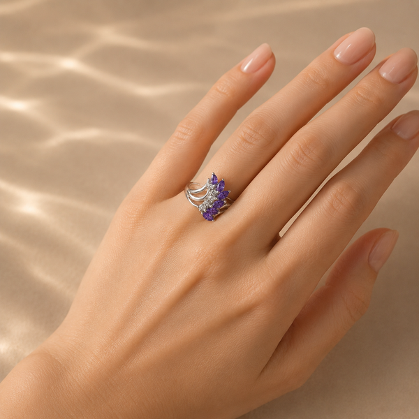 Amethyst Marquise Cluster Ring