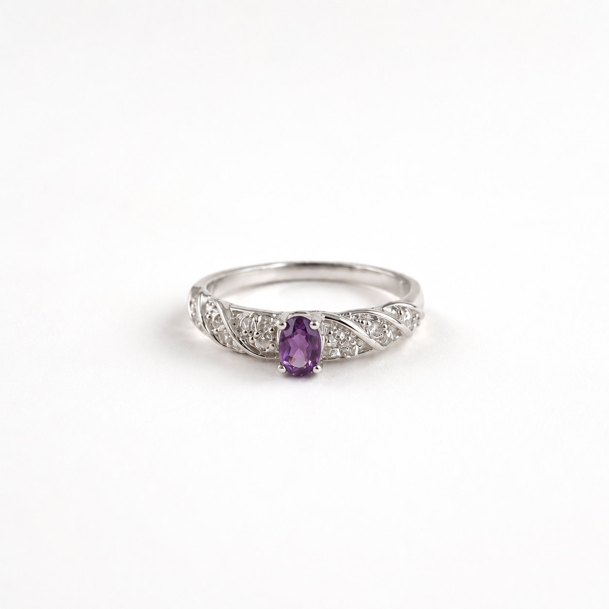 Vintage Amethyst Scrollwork Ring