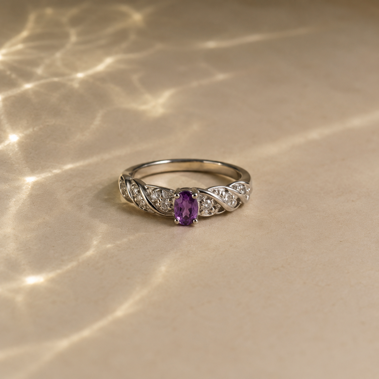 Vintage Amethyst Scrollwork Ring