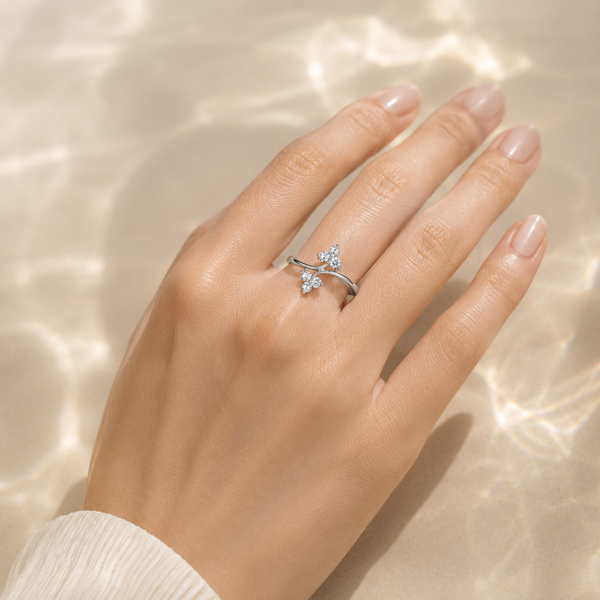 Floral Cluster Open Ring