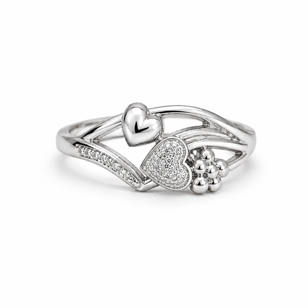 Double Heart Sterling Silver Ring