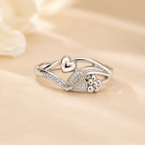 Double Heart Sterling Silver Ring