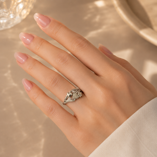 Double Heart Sterling Silver Ring