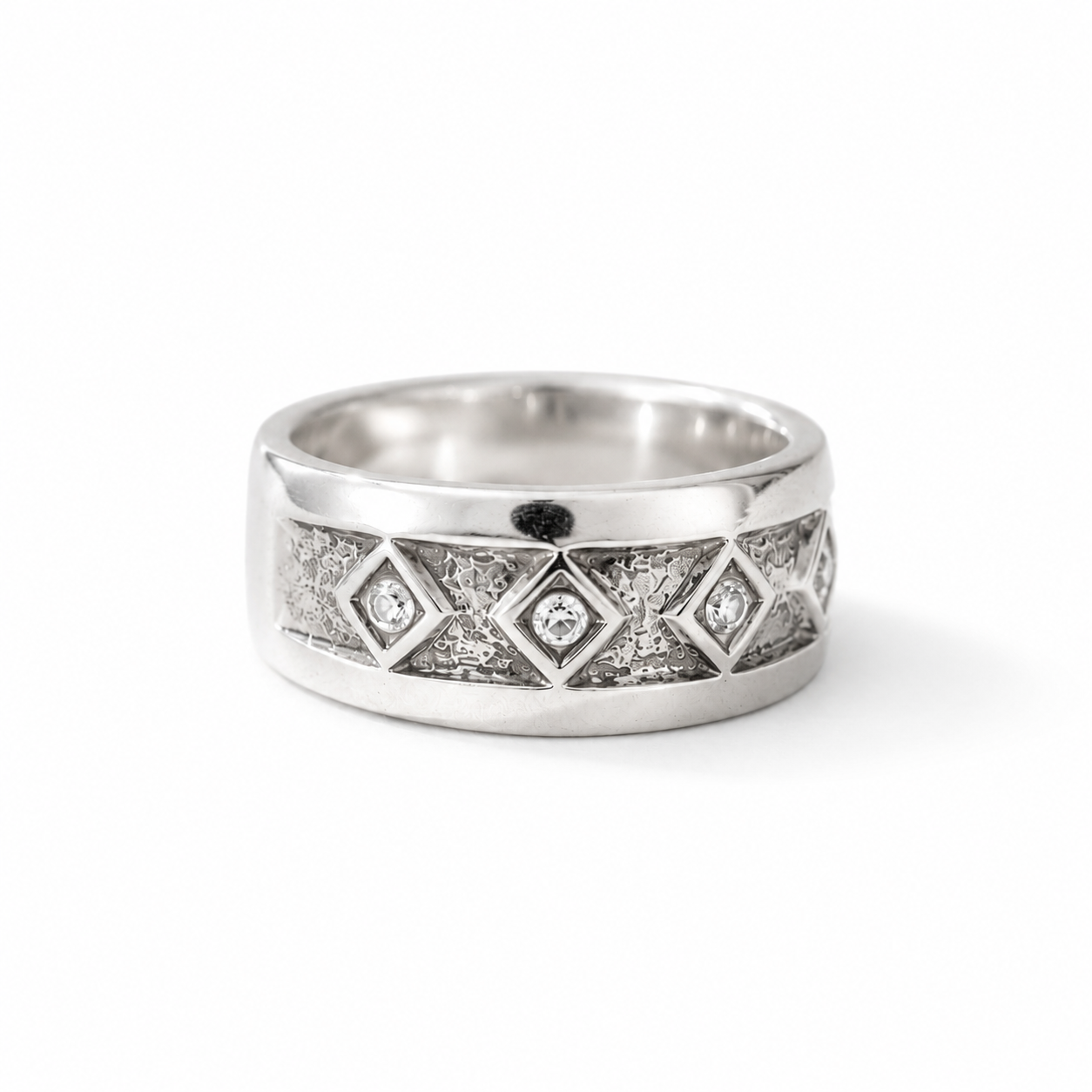 Geometric CZ Statement Band Ring