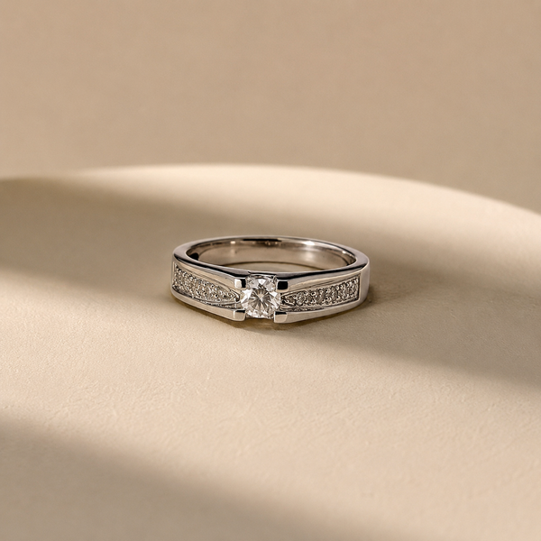 Classic Solitaire White CZ Ring