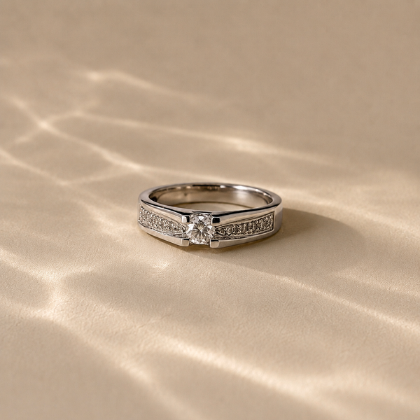 Classic Solitaire White CZ Ring