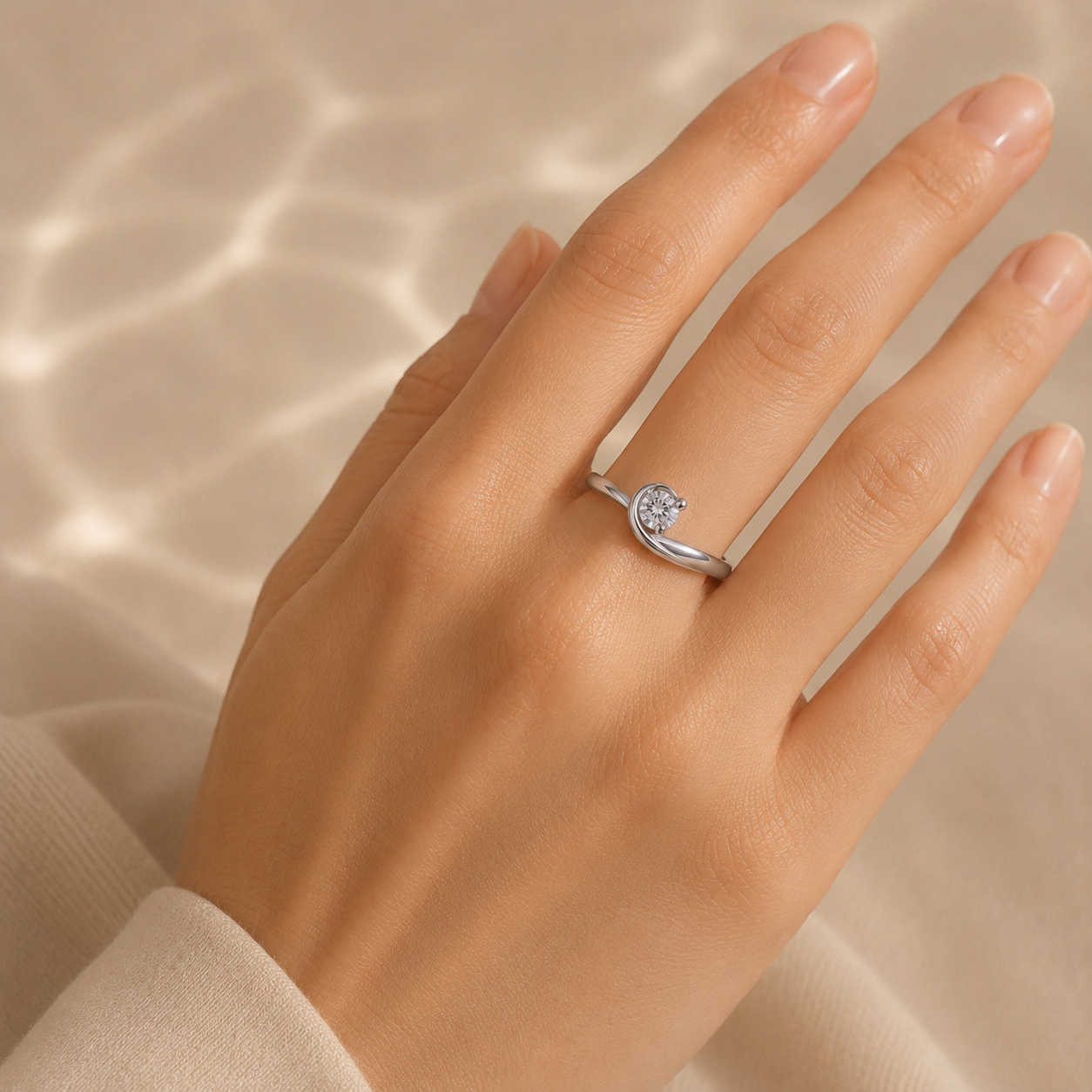 Modern Twist Solitaire CZ Ring