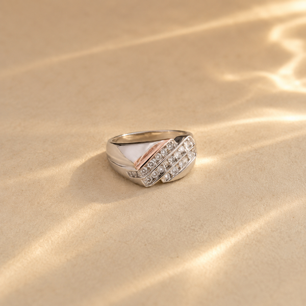 Baguette CZ Crossover Statement Ring