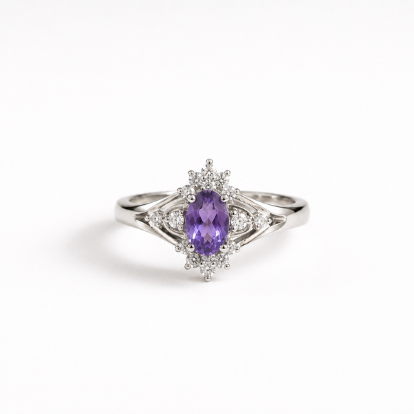 Amethyst Vintage Cluster Ring