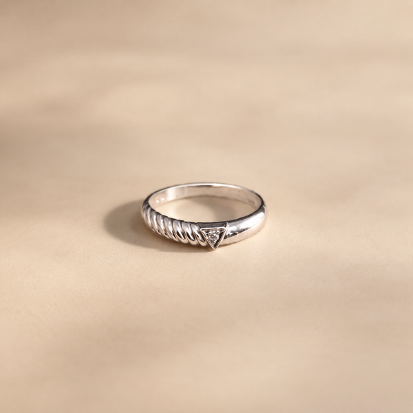 Twisted Triangle Solitaire Ring