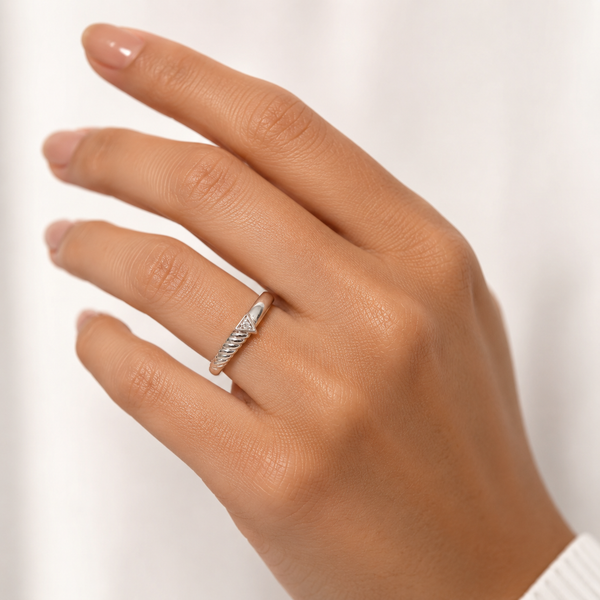 Twisted Triangle Solitaire Ring