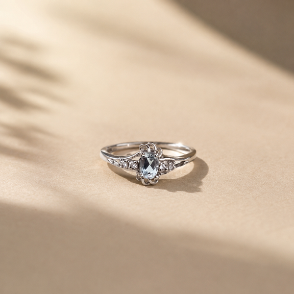 Celeste Oval Halo Ring