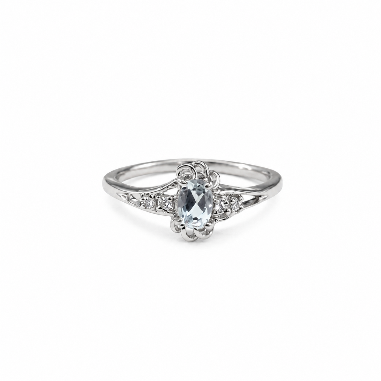Celeste Oval Halo Ring