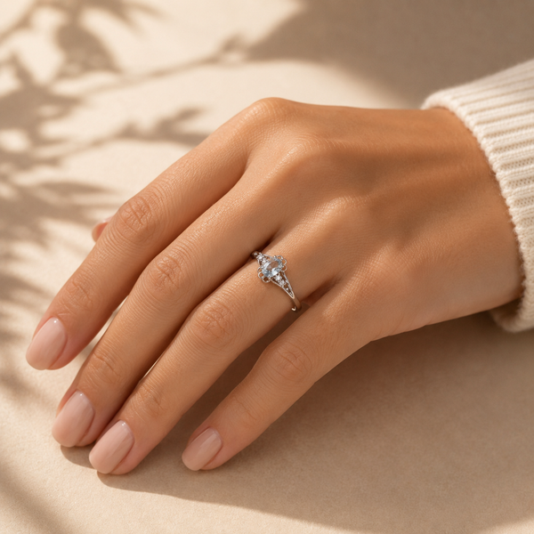 Celeste Oval Halo Ring
