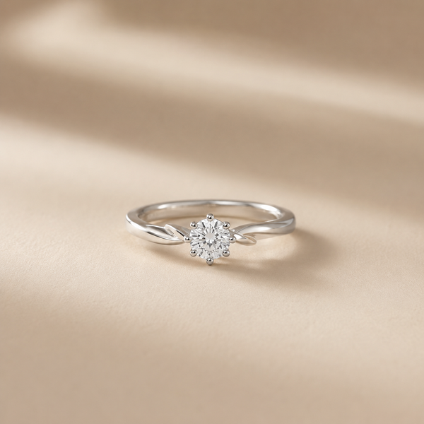 Leaf Whisper Solitaire Ring