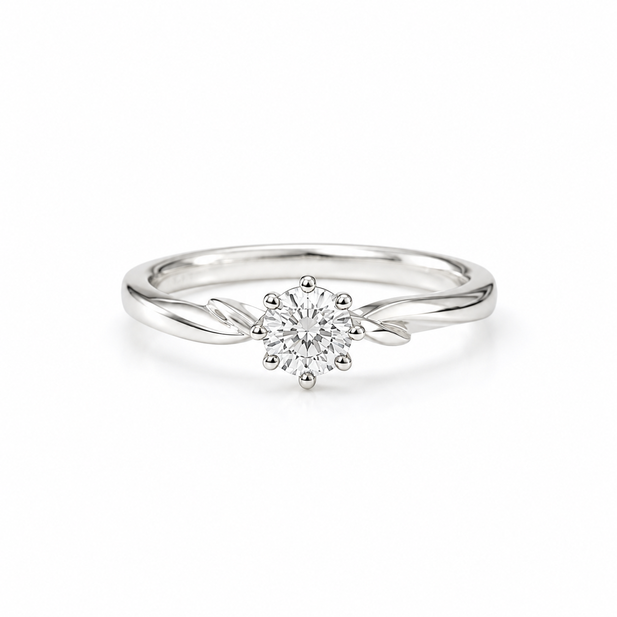 Leaf Whisper Solitaire Ring
