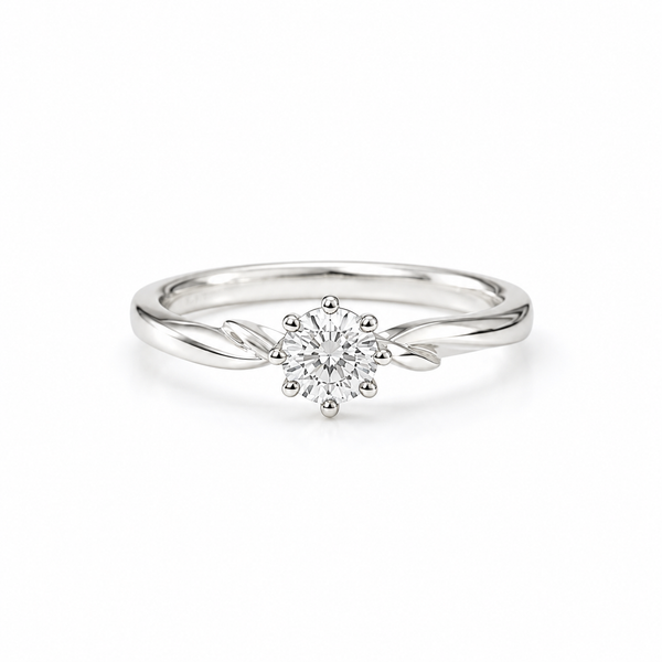 Leaf Whisper Solitaire Ring