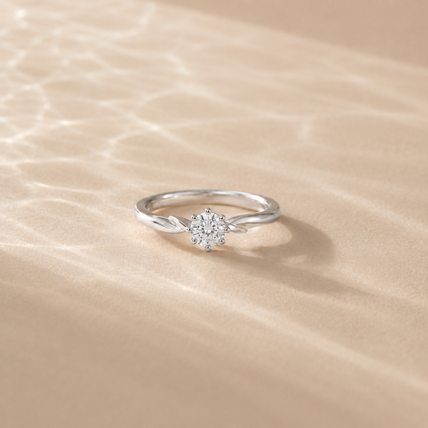 Leaf Whisper Solitaire Ring