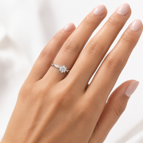 Leaf Whisper Solitaire Ring