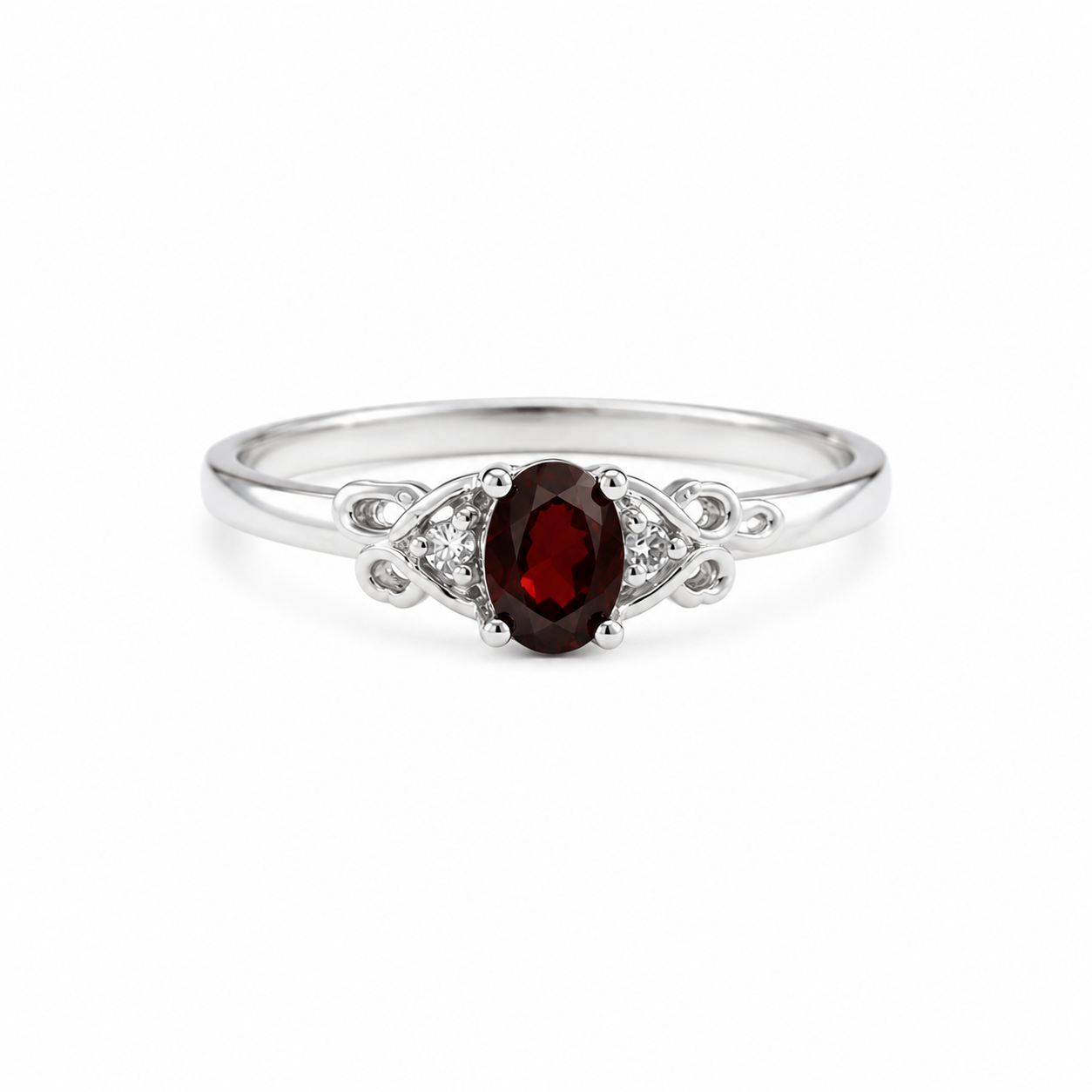 Garnet Vintage Scroll Ring
