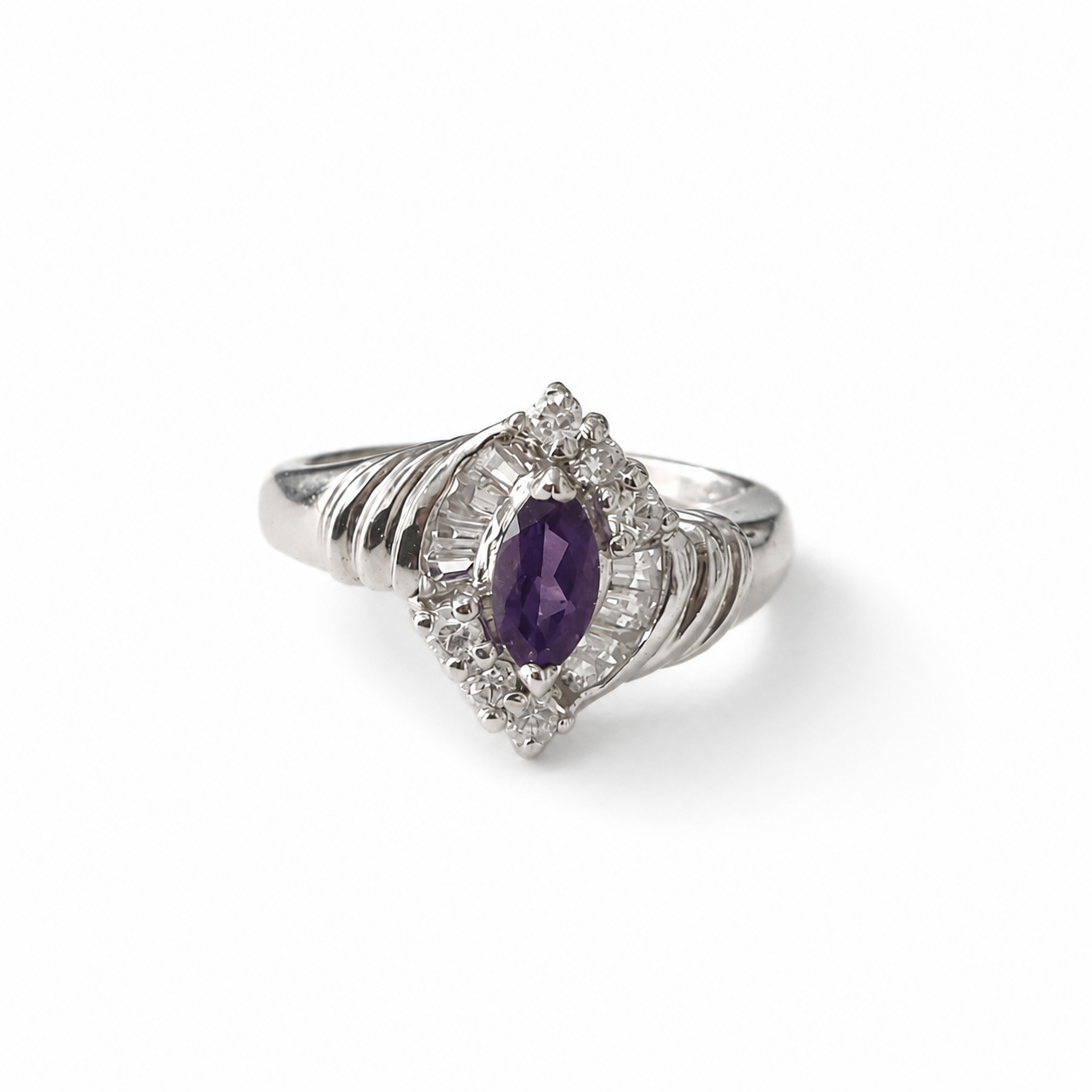 Amethyst Marquis Halo Ring