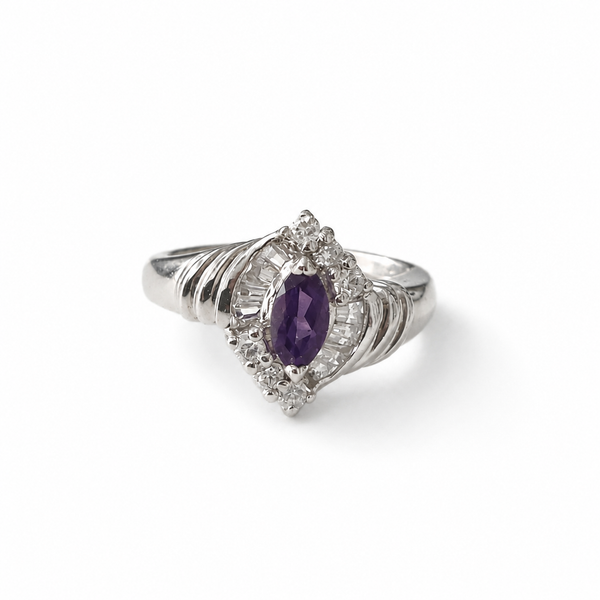 Amethyst Marquis Halo Ring