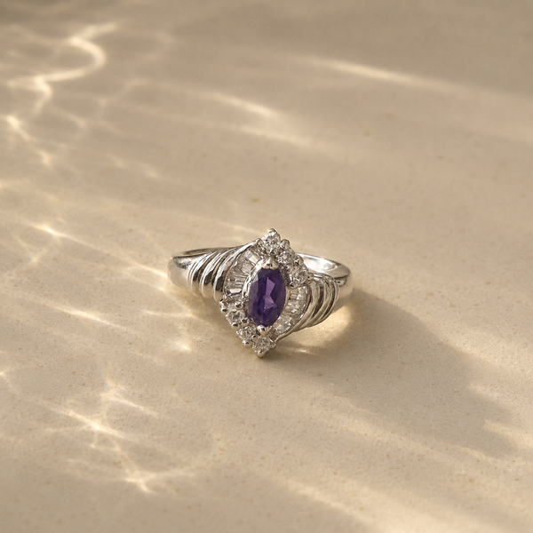 Amethyst Marquis Halo Ring