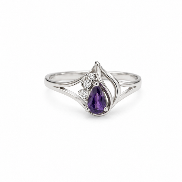Amethyst Dewdrop Ring