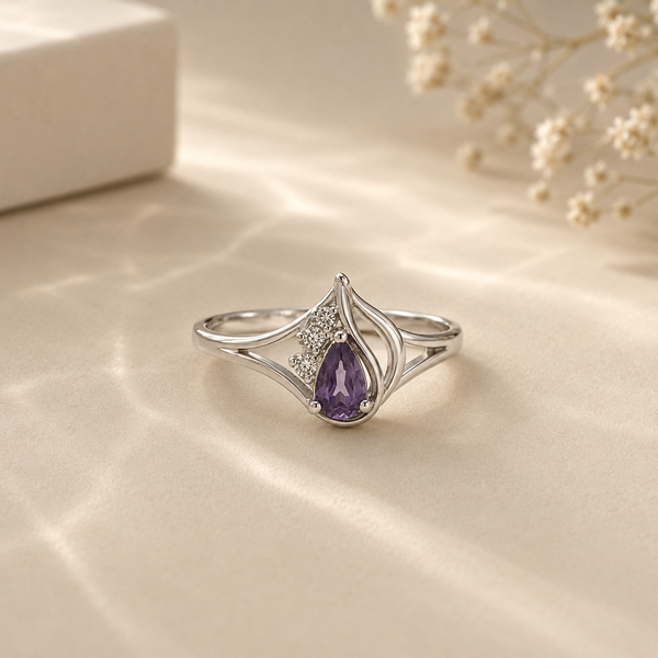 Amethyst Dewdrop Ring