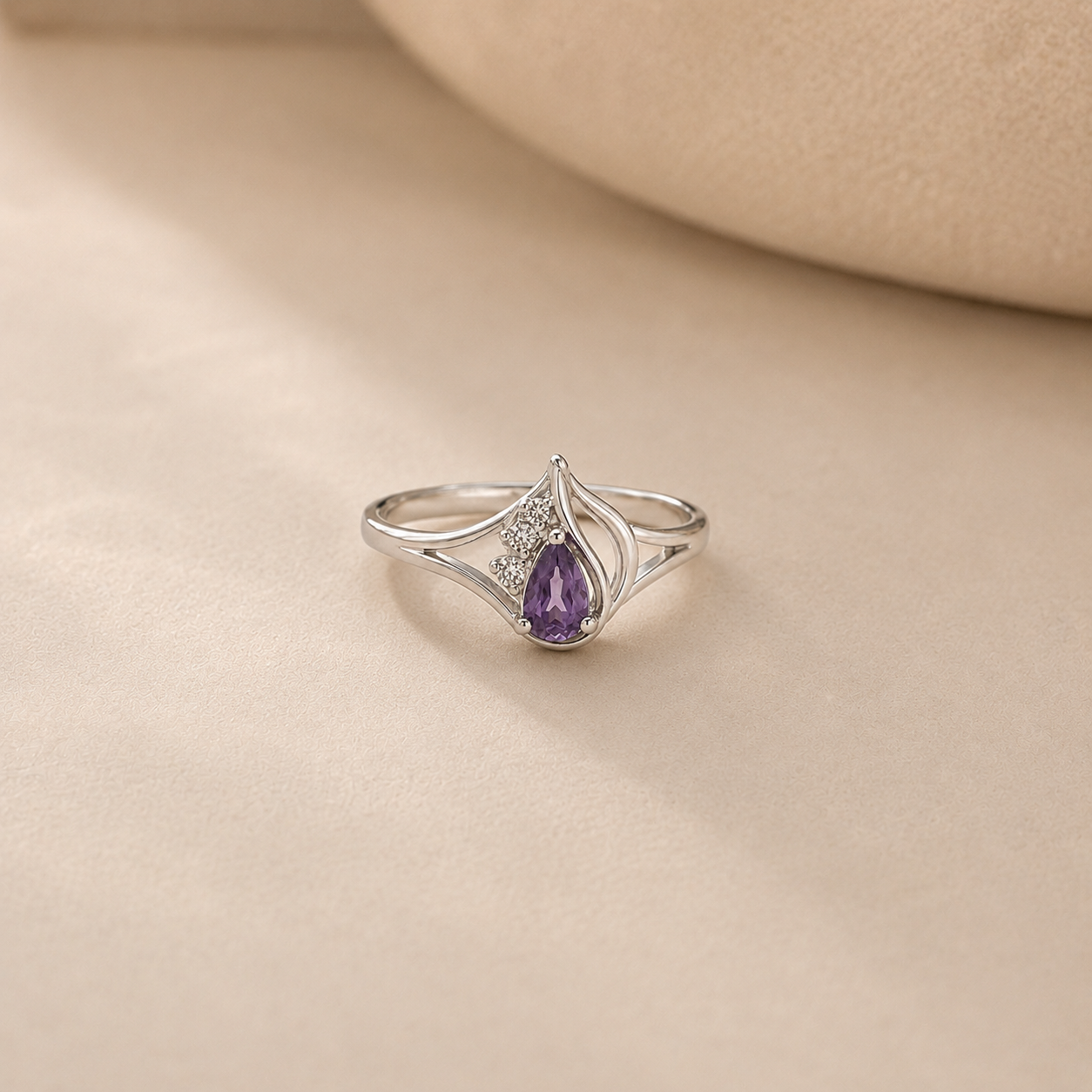 Amethyst Dewdrop Ring