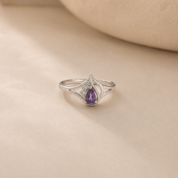Amethyst Dewdrop Ring