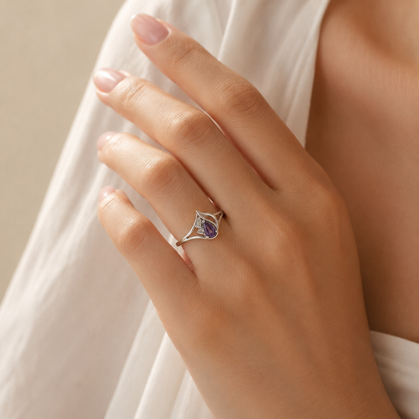 Amethyst Dewdrop Ring
