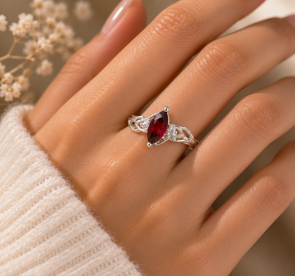 Crimson Vine Garnet Ring
