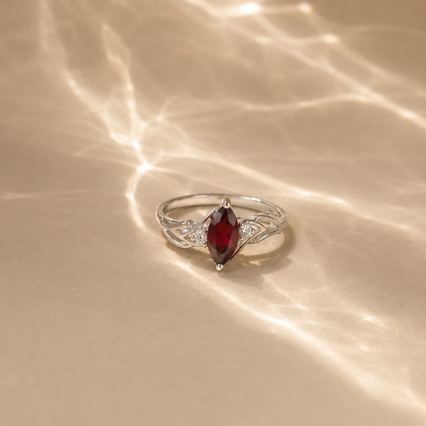 Crimson Vine Garnet Ring