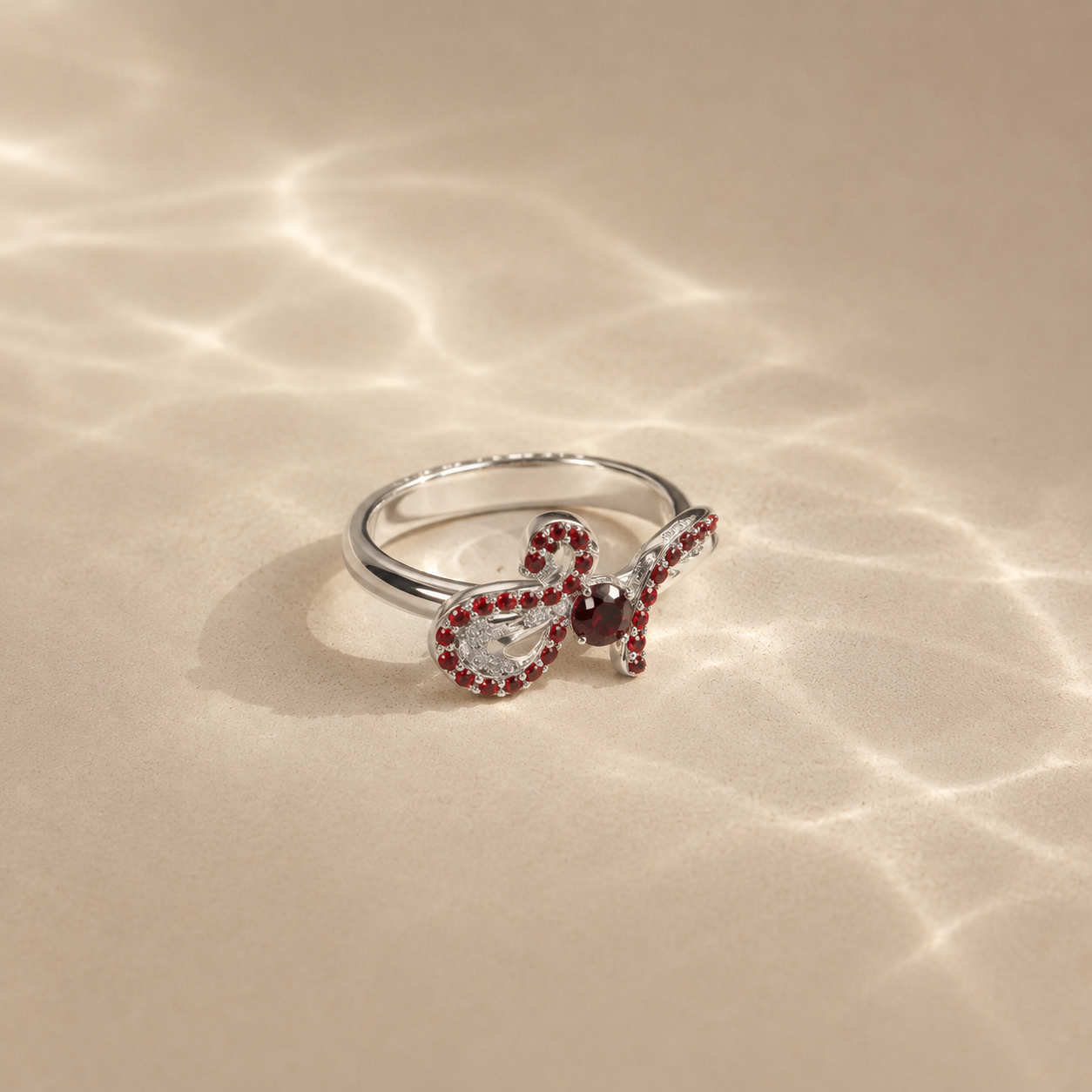 Crimson Infinity Garnet Ring