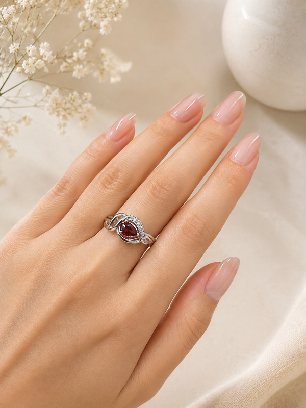 Scarlet Embrace Garnet Ring